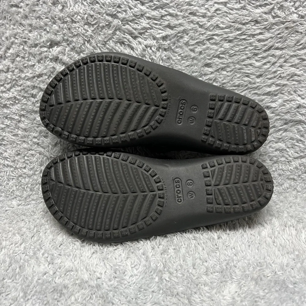 Crocs Sandals Womens 8 Kadee II Black Slides Z Strap Comfort Slip On Lightweight